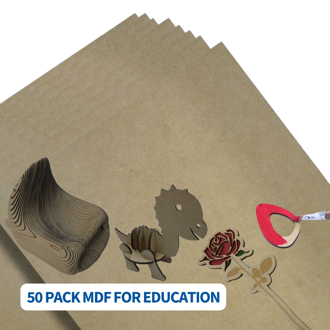 Laser MDF 50 Pack | MDF School Laser Cutter | Laser Wood Education Supplies