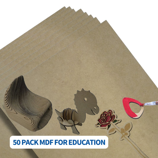 Laser MDF 50 Pack | MDF School Laser Cutter | Laser Wood Education Supplies